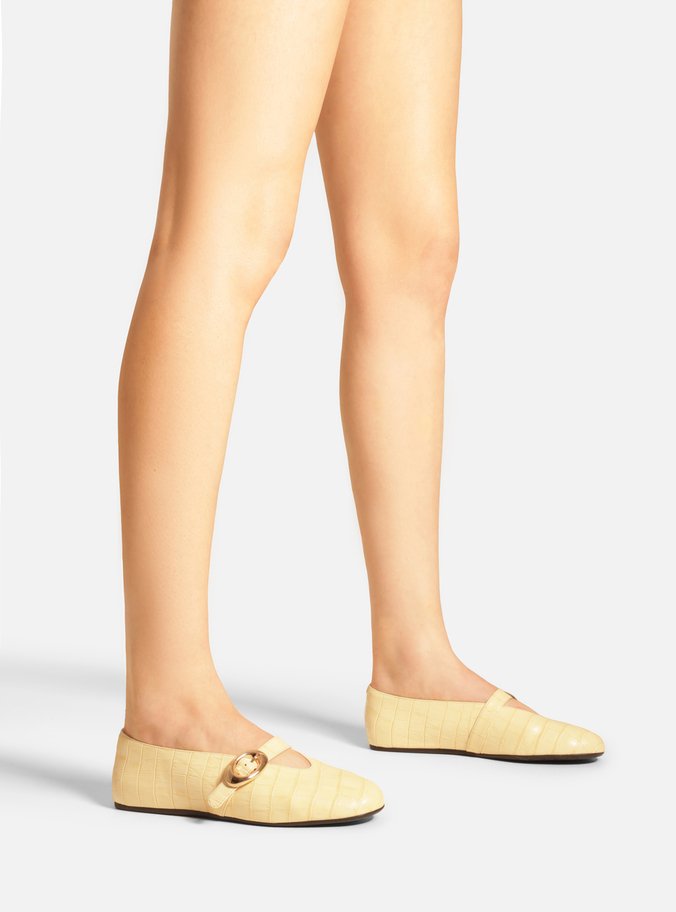 Sapatilha Amarela Croco Fivela Maxi