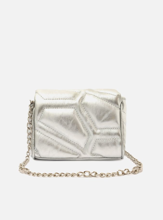 Bolsa Tiracolo Prateada Couro