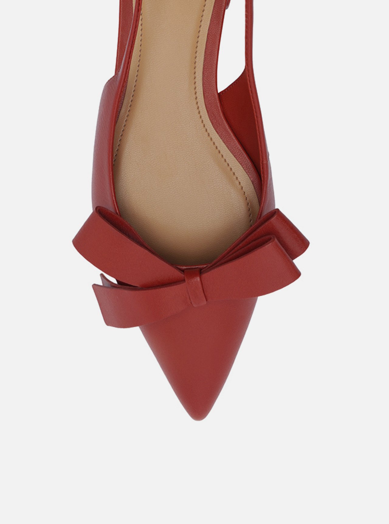 Sapatilha Vermelha Couro Bico Fino Slingback Laço — foto 5