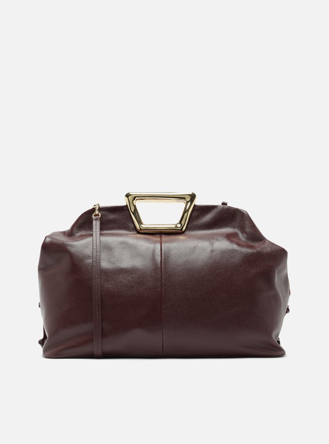 Bolsa Tiracolo Vinho Couro Grande Alça Metal