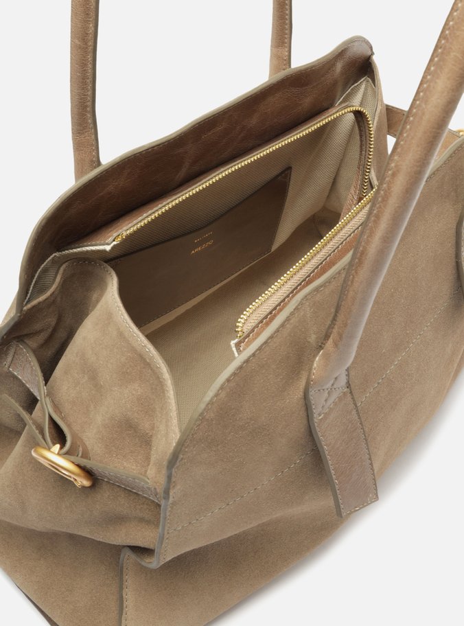 Bolsa Shopping Cinza Couro Acamurçado Grande