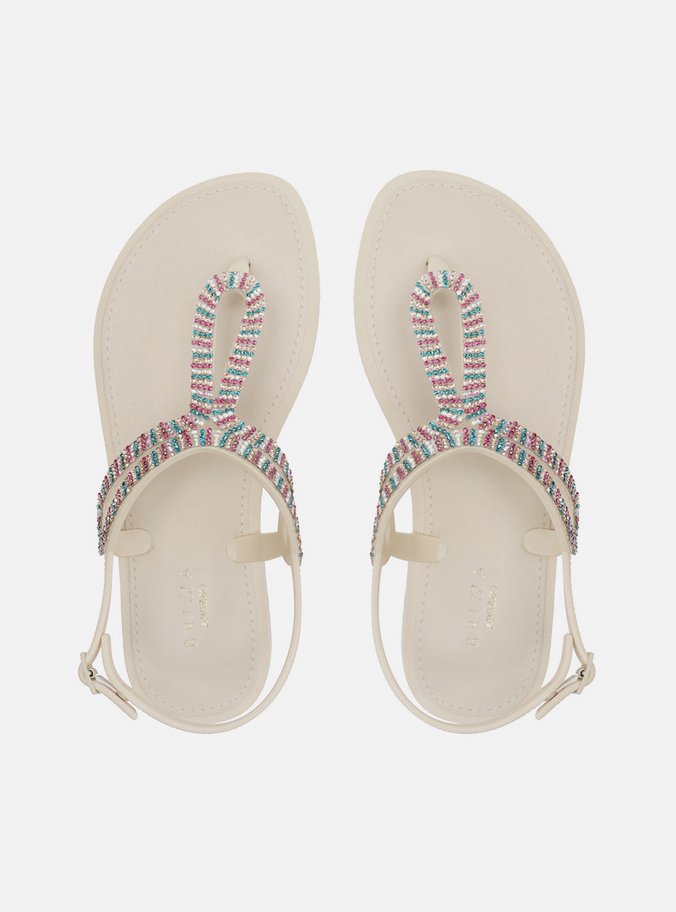 Sandália Off-White Salto Rasteiro