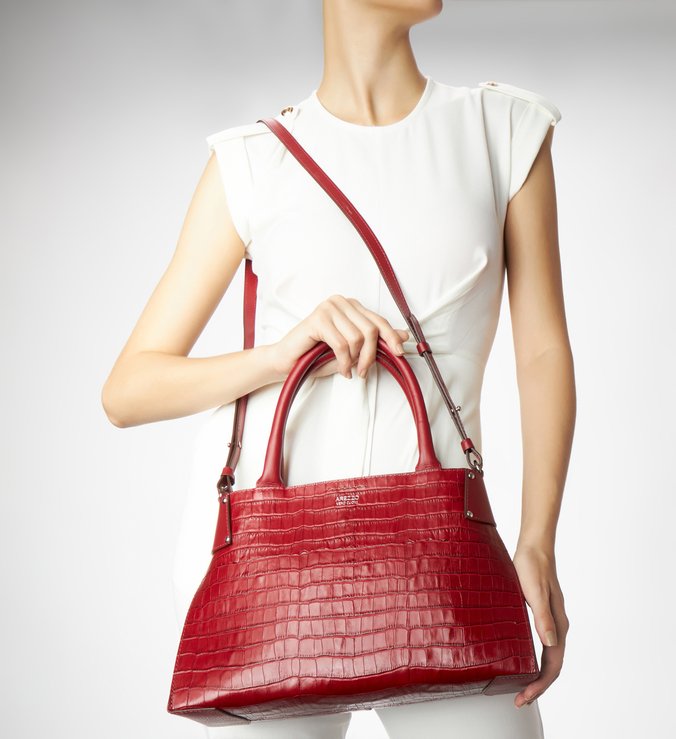 Bolsa Tote Vermelha Croco Roberta Grande Soft Rubi