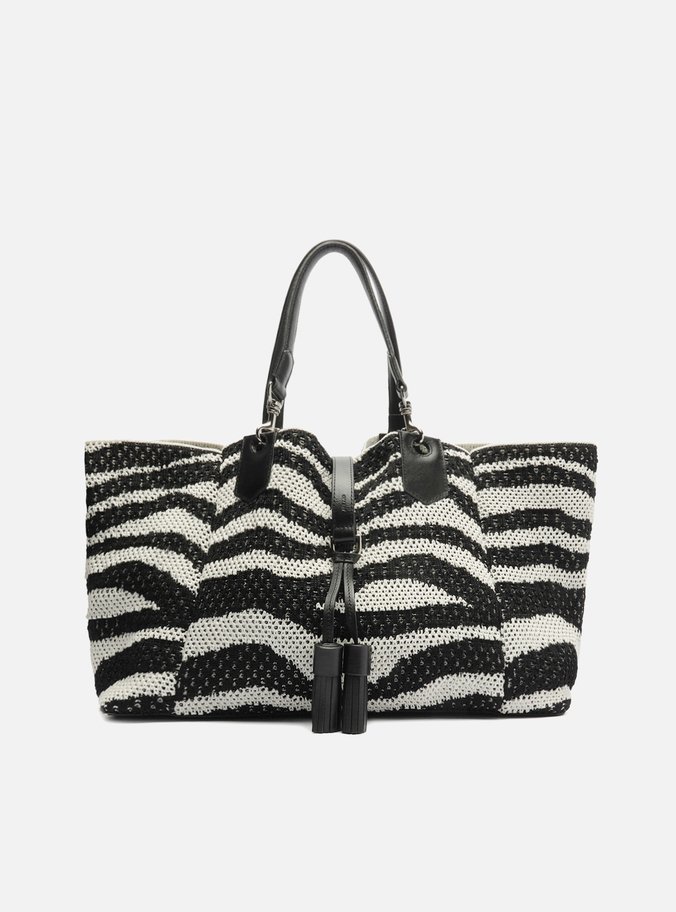 Bolsa Shopping Preta Crochê Grande Zebra