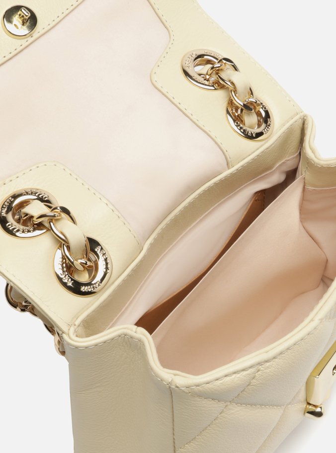 Bolsa Tiracolo Off-White Couro Mizz Pequena Tachas