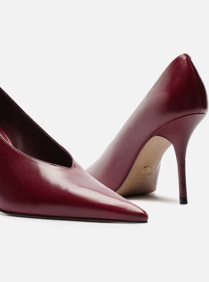Scarpin Vermelho Couro Salto Alto Fino Modern