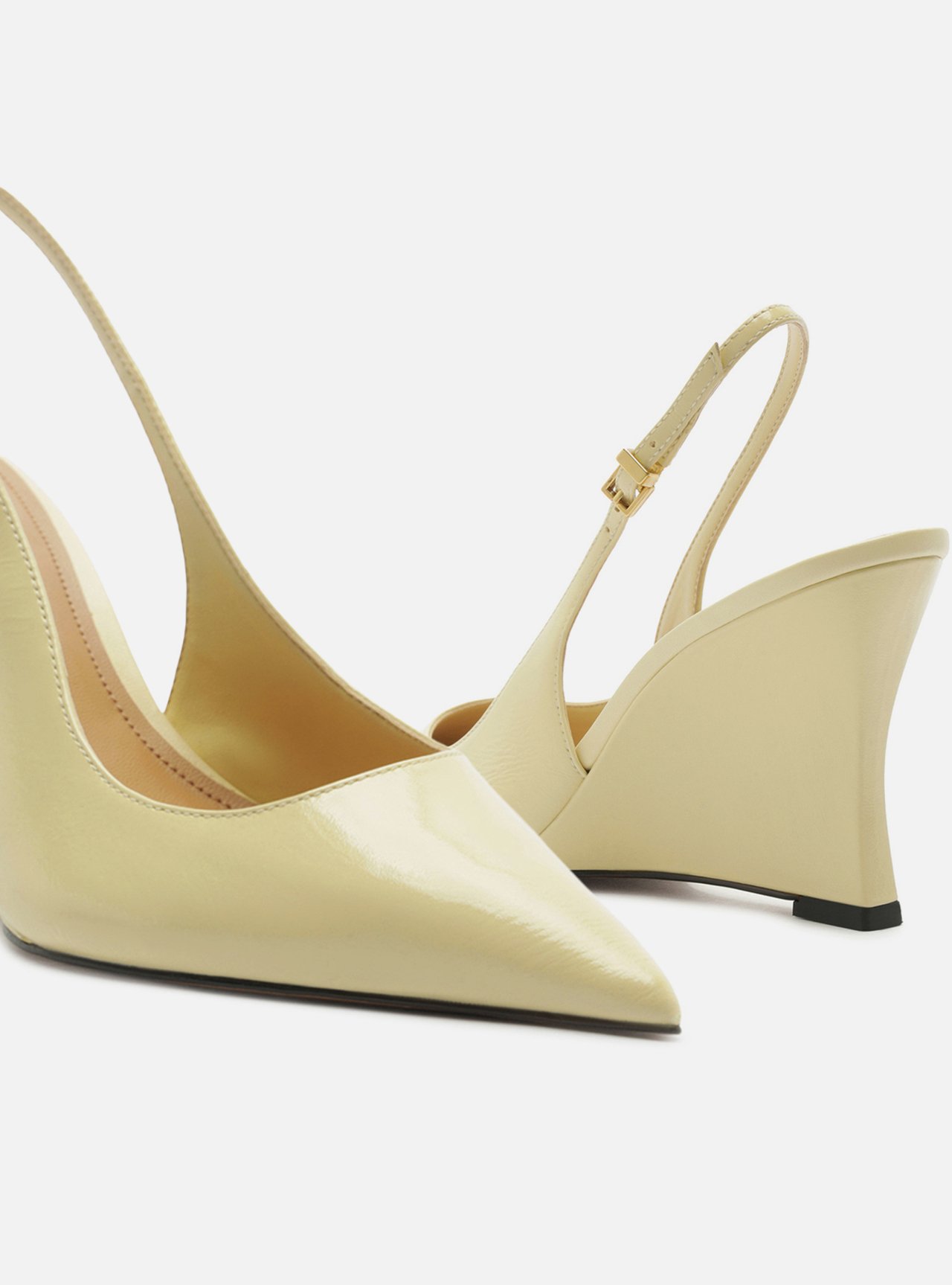 Scarpin Amarelo Couro Anabela Slingback — foto 4