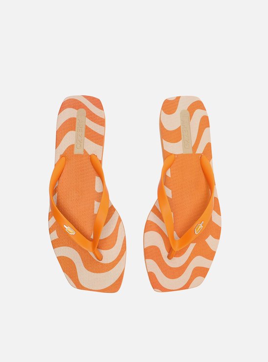 Chinelo de Dedo Laranja Estampado Square e Bag Brizza