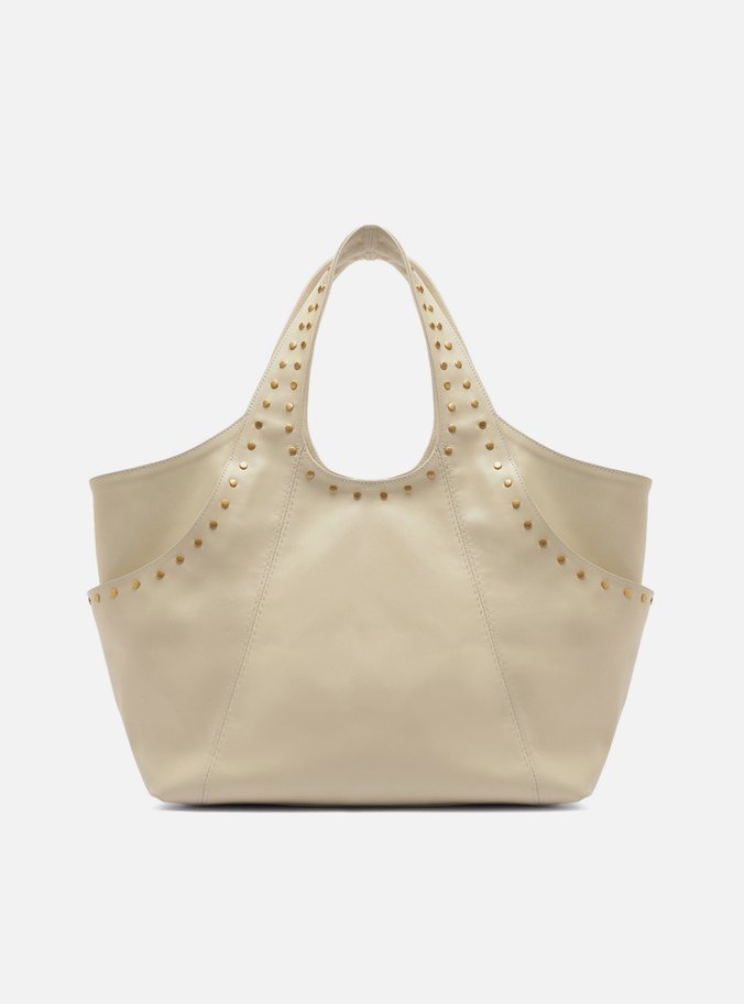 Bolsa Hobo Off White Couro Grande Recortes Rebites