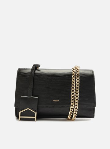 Bolsa Tiracolo Preta Couro Abraccio Pequena