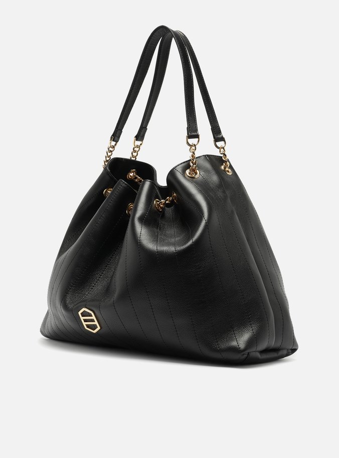 Bolsa Hobo Preta Couro Grande Matelassê