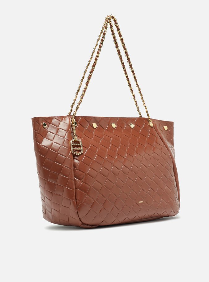 Bolsa Shopping Couro Marrom Grande