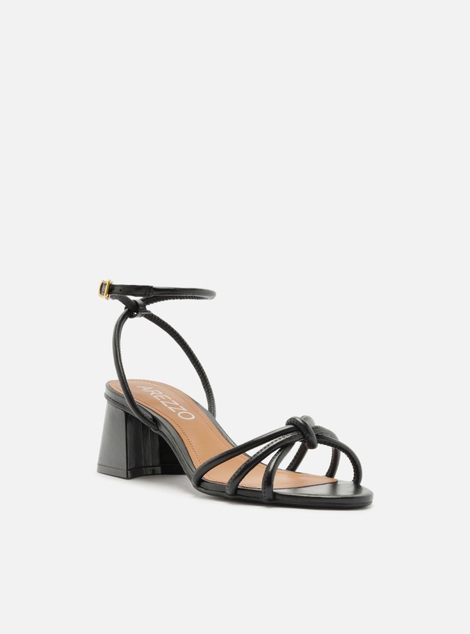 Sandália Preta Salto Bloco Custom Anklet
