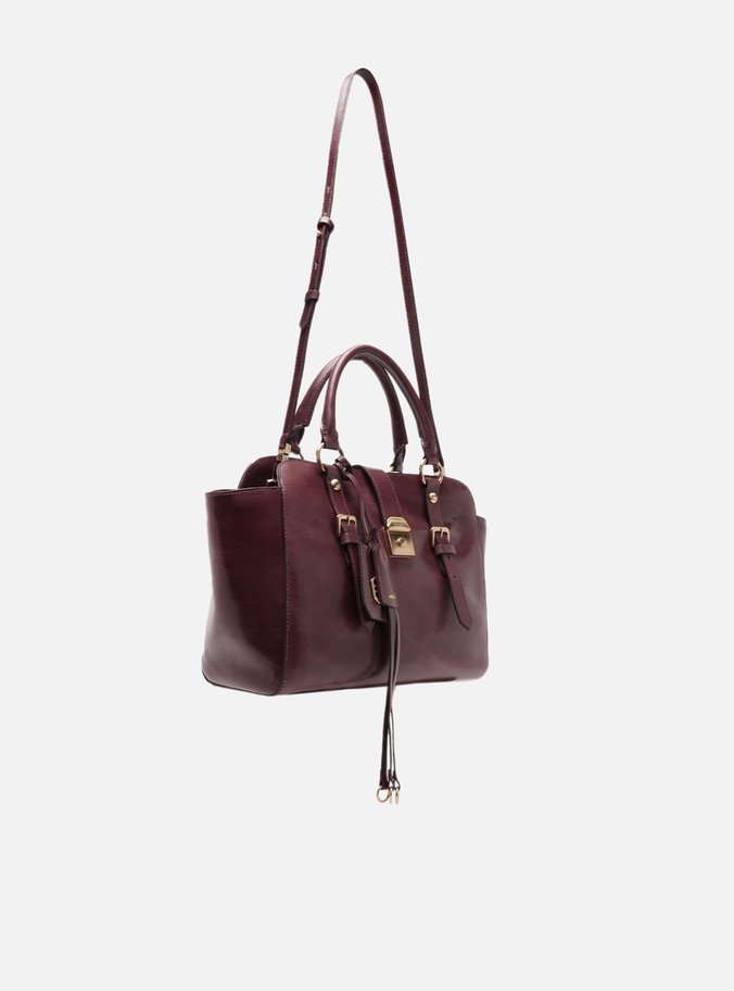 Bolsa Tote Vermelha Couro Estonado Média Metal
