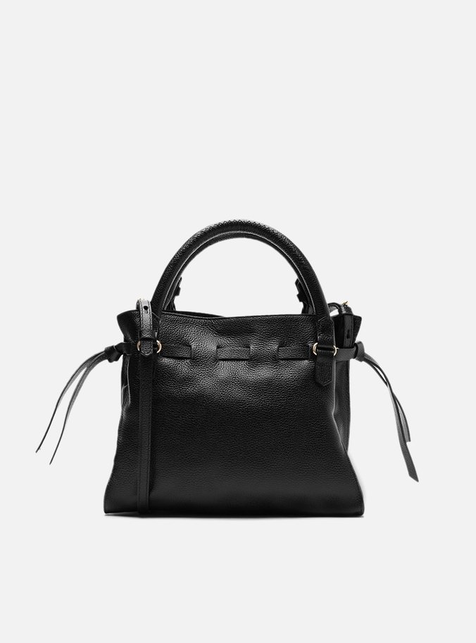 Bolsa Tote Preta Couro Média Rebites