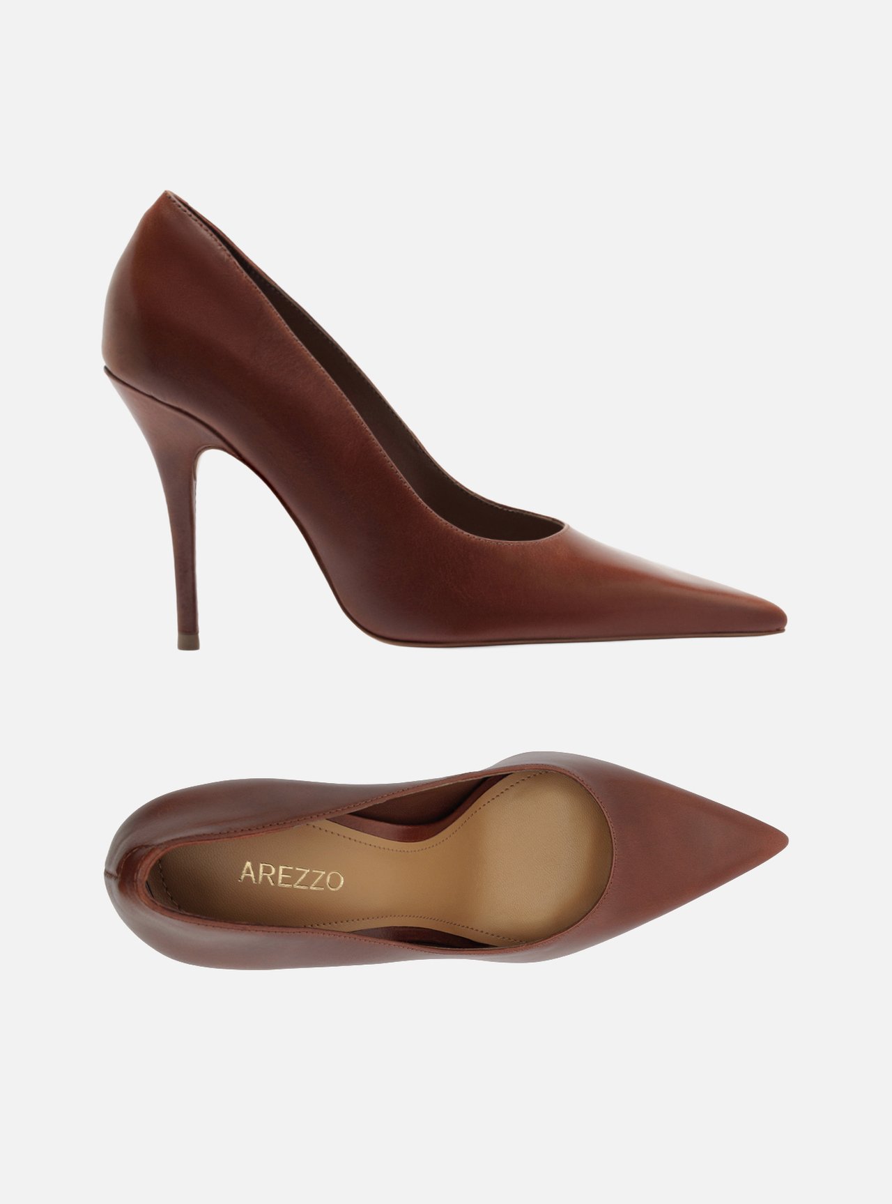 Scarpin Marrom Couro Salto Fino — foto 5