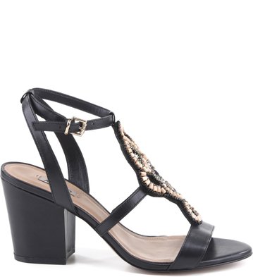 Sandália Bordado Glam Preta