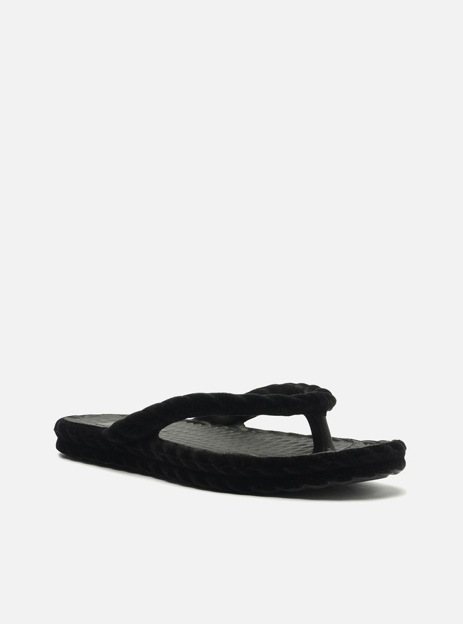 Chinelo de Dedo Preto Marrocos Velvet