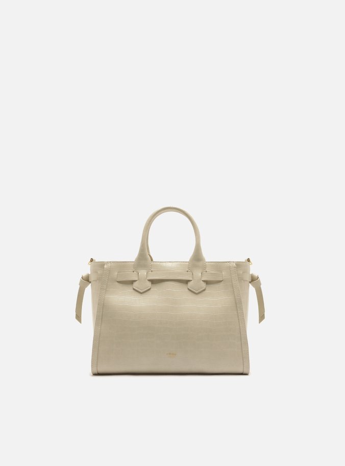 Bolsa Tote Off White Média Croco Tiras