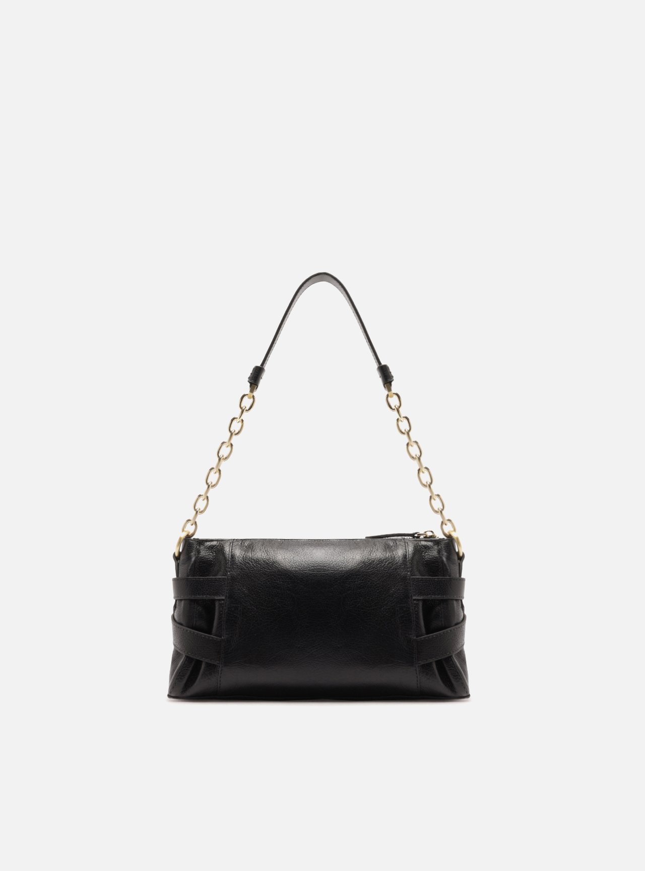 Bolsa Shoulder Preta Couro Pequena Corrente — foto 3
