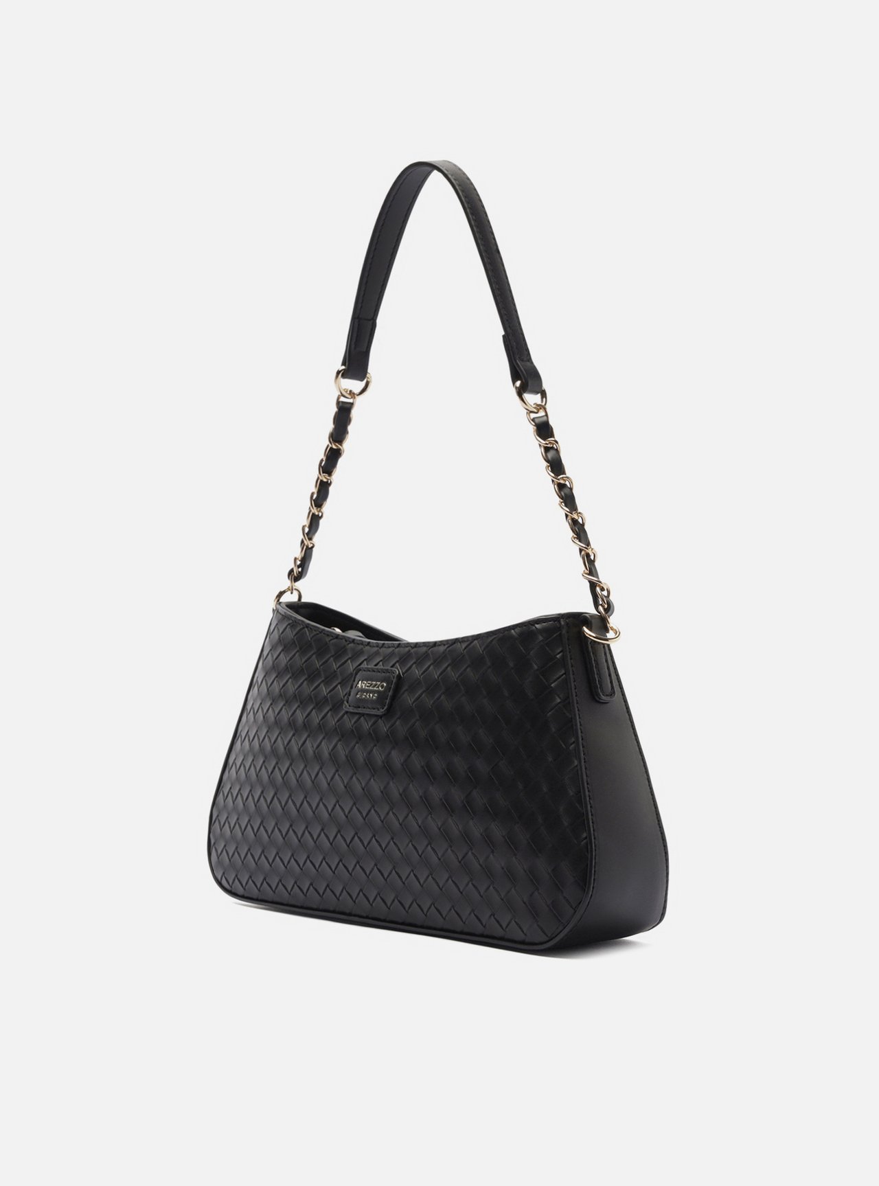 Bolsa Shoulder Preta Média Tressê Corrente — foto 2