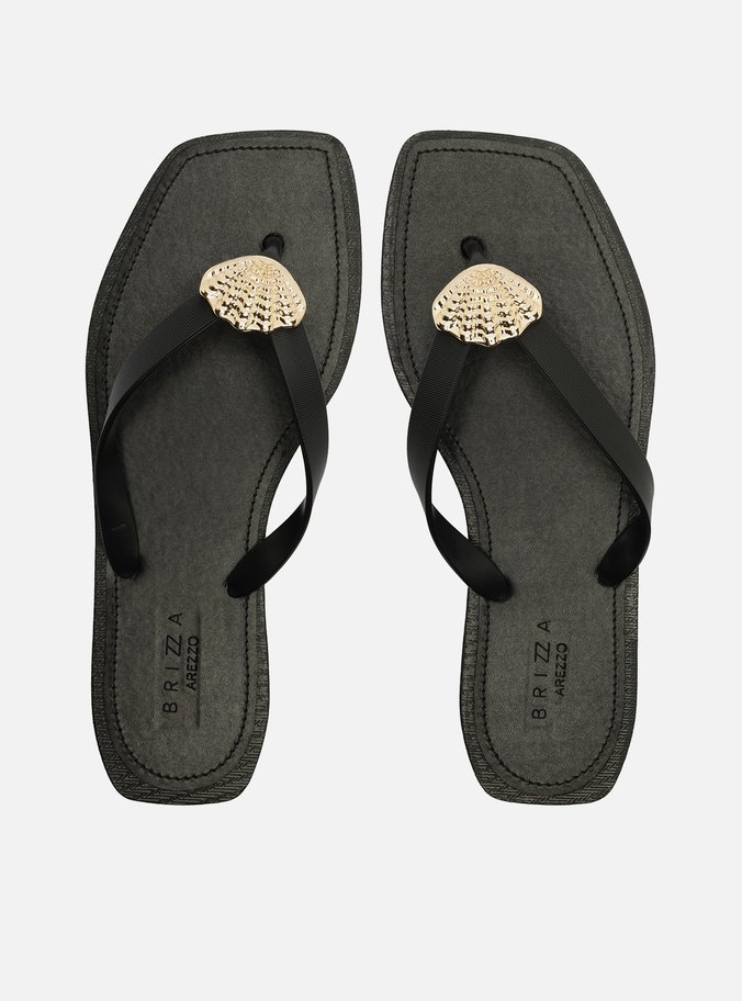 Chinelo de Dedo Preto Recouro Square Concha
