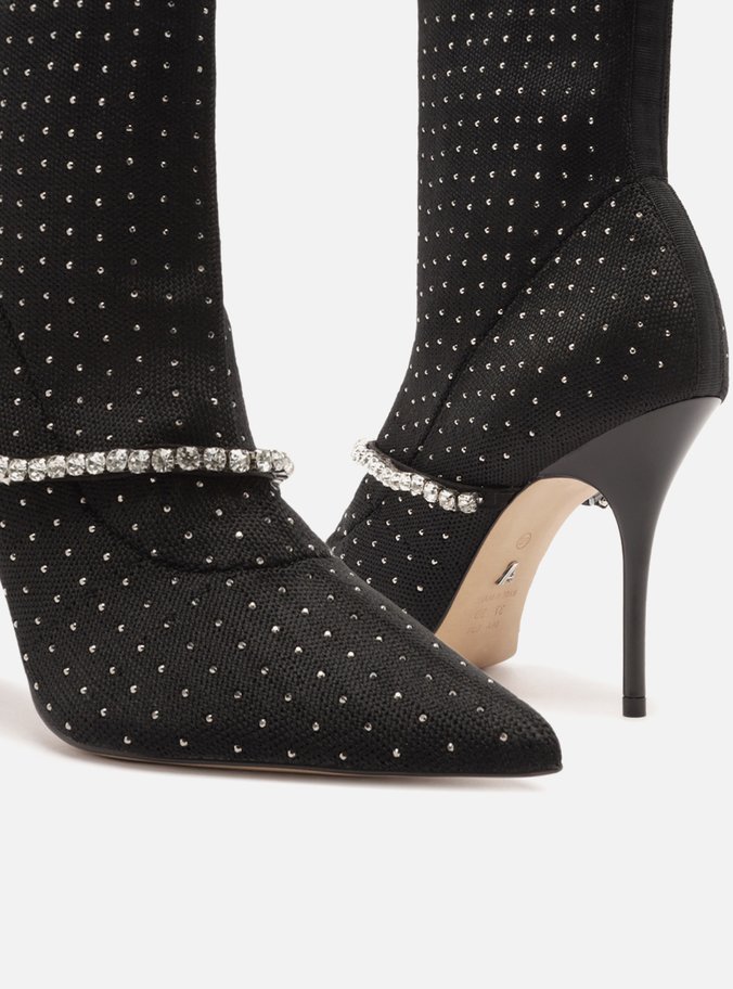 Skinny Boot Preta Knit Cano Curto Aysha