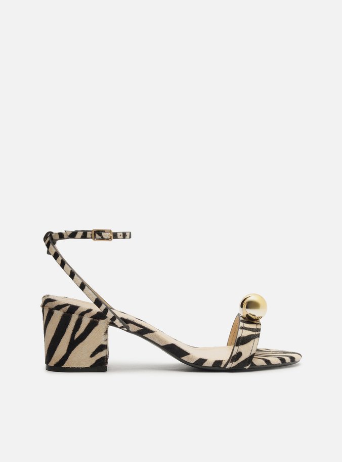 Sandália Animal Print Salto Bloco Metais