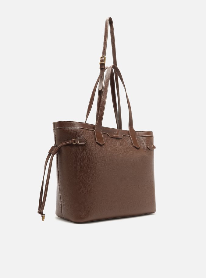 Bolsa Shopping Marrom Couro  Média