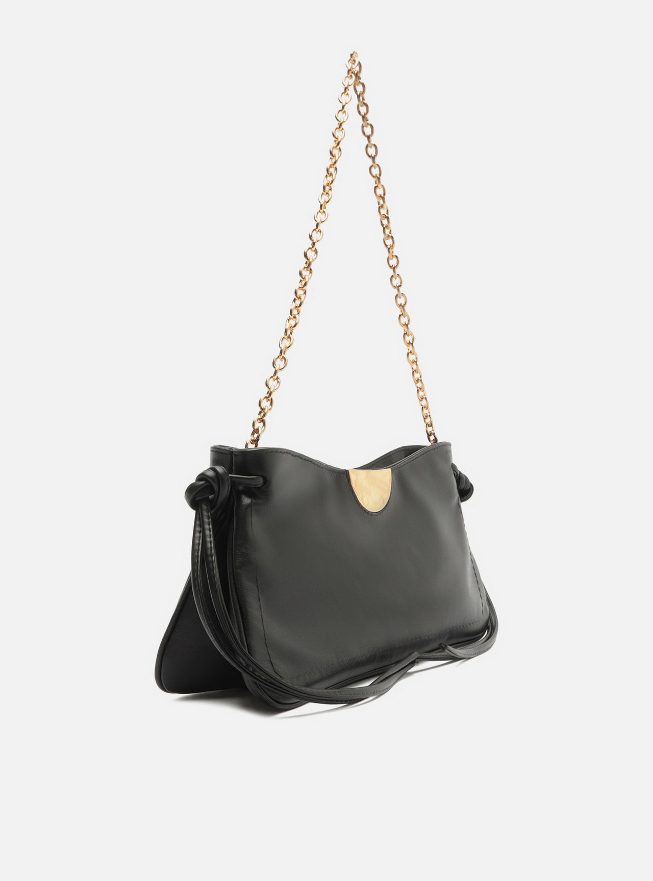 Bolsa Shoulder Preta Couro Grande Corrente — foto 5