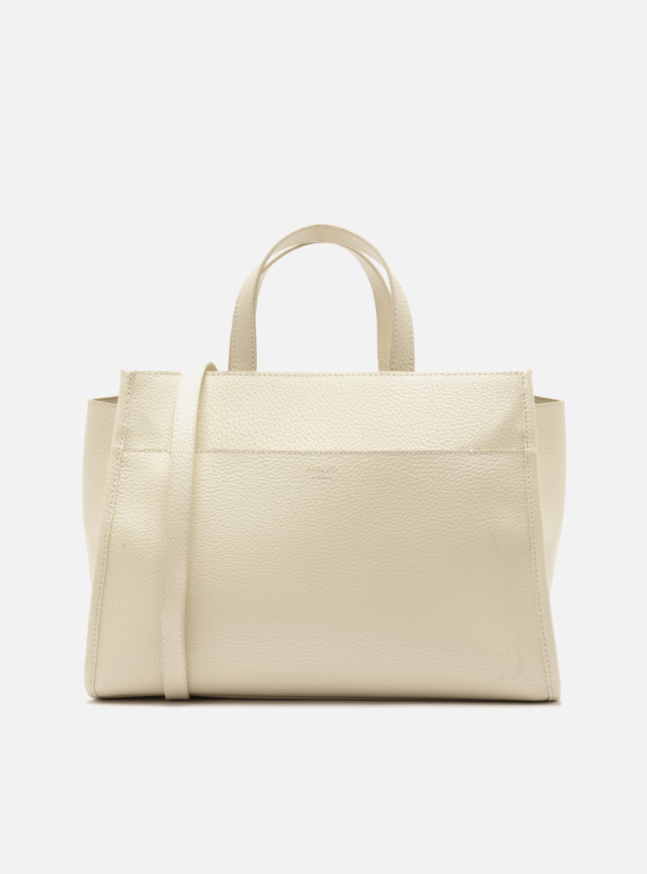 Bolsa Off White Couro Média Metais — foto 3