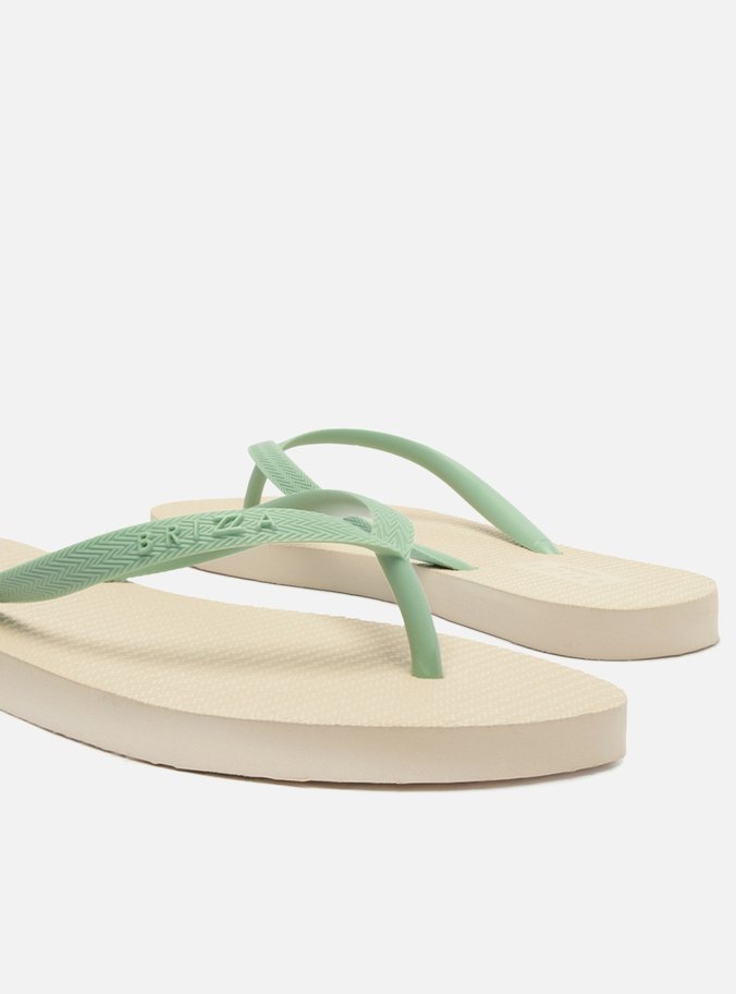 Kit Chinelo de Dedo Branco e Verde e Pouch