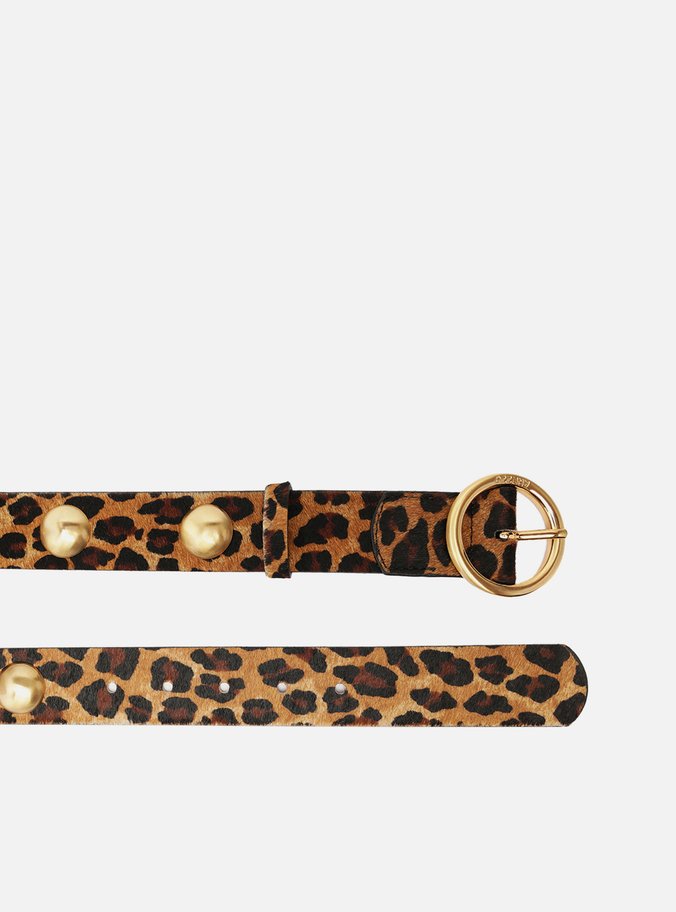 Cinto Animal Print Onça Fivela Redonda Metais