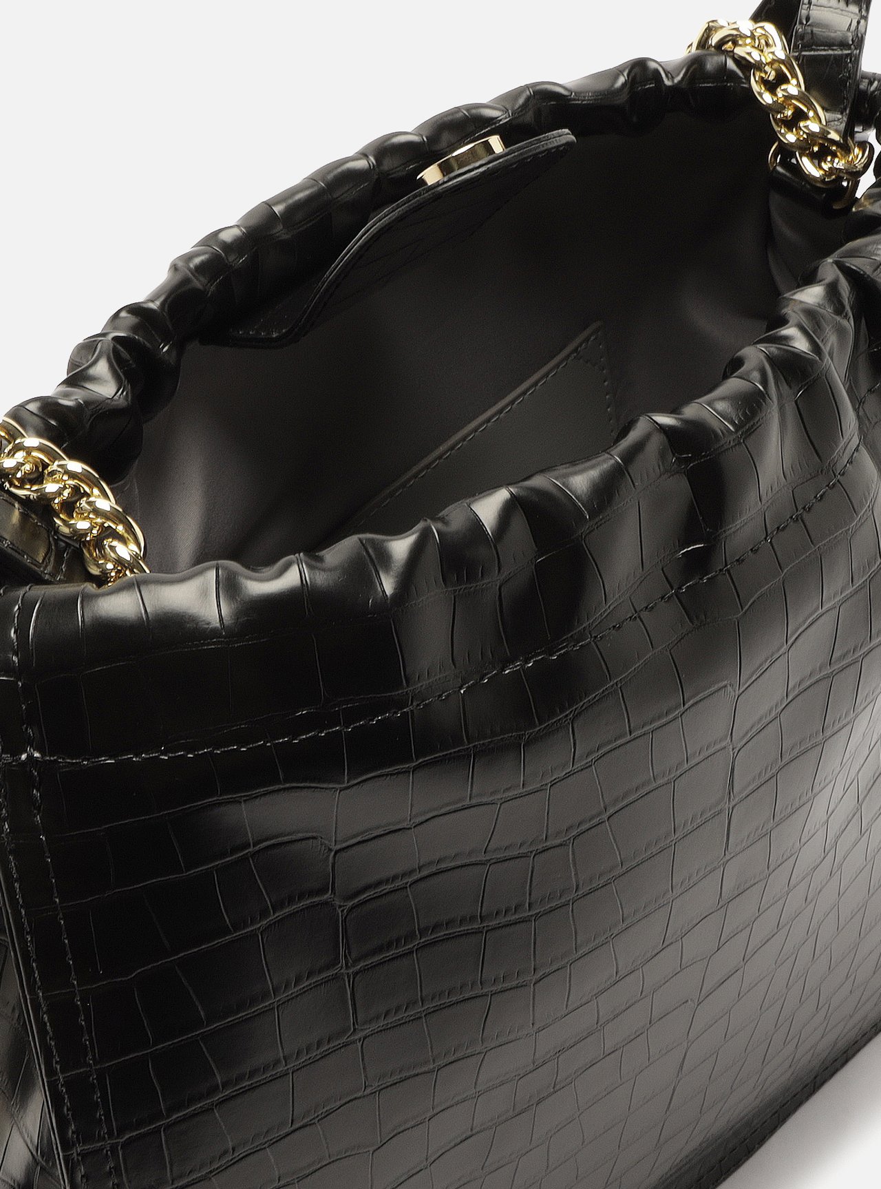 Bolsa Tote Preta Média Croco Corrente — foto 4