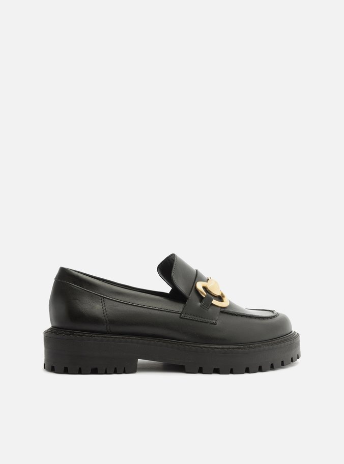Mocassim Preto Couro Tratorado Livia