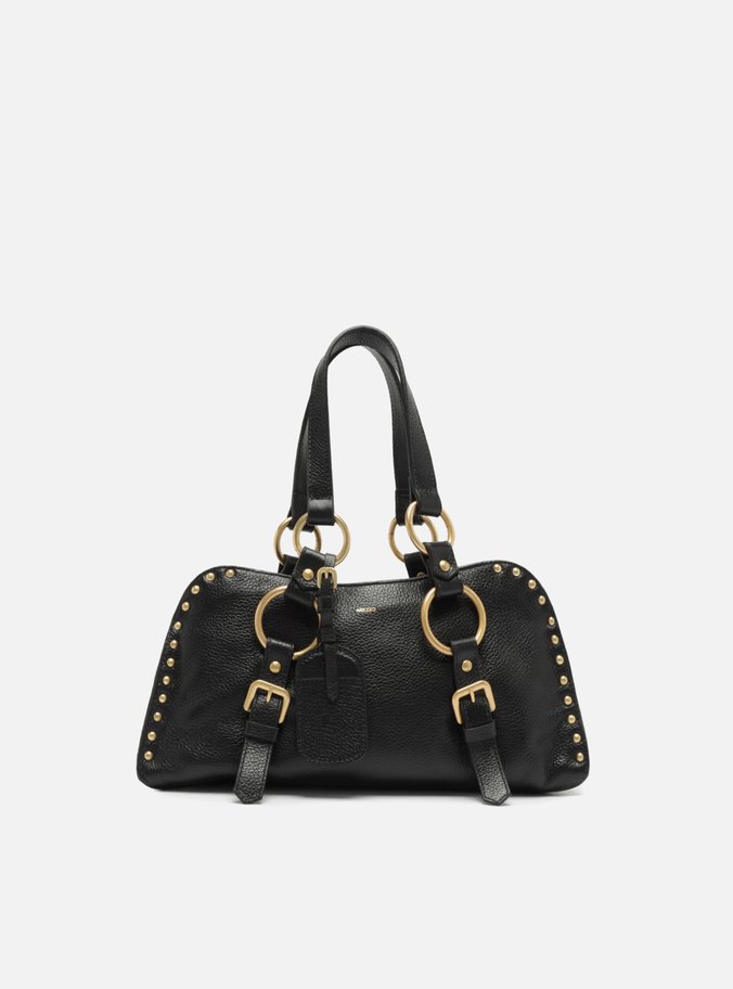 Bolsa Tiracolo Preta Couro Cora Média