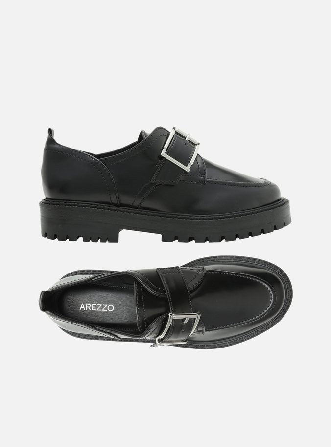 Mocassim Preto Tratorado Fivela Harper