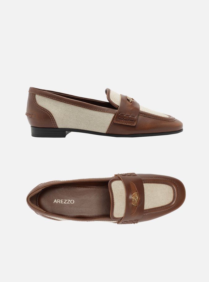 Mocassim Marrom Bimaterial Tira Medalha
