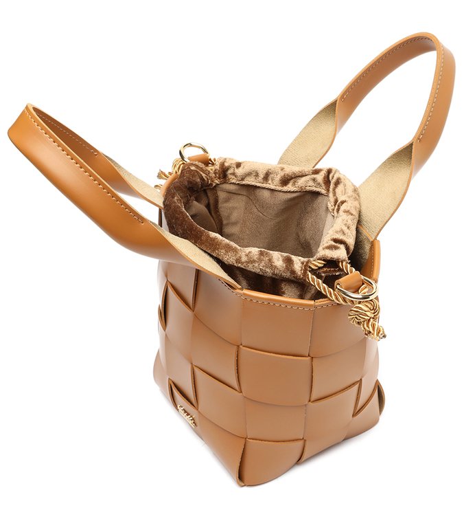 Bolsa Tote Marrom Pequena Tramada