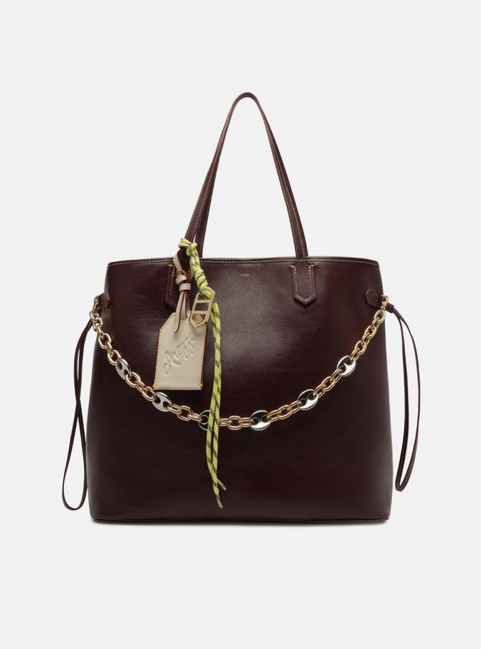 Bolsa Shopping Vermelha Couro Grande Corrente