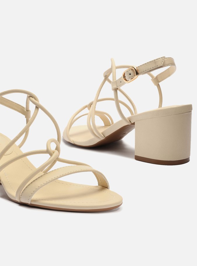 Sandália Off-White Salto Bloco Tiras Enlace