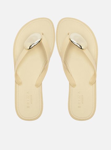Chinelo Minimal Branco Bico Redondo Brizza