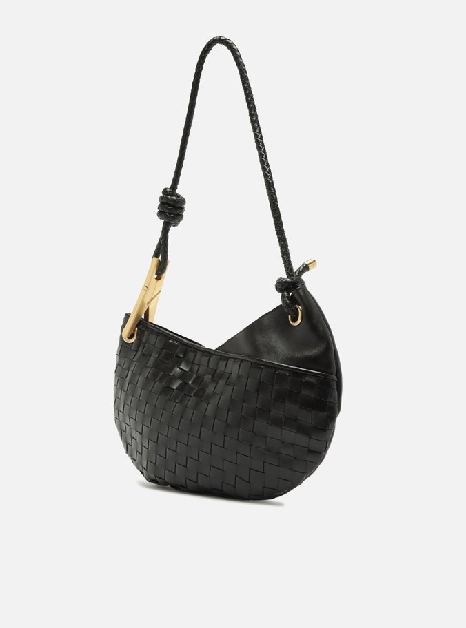 Bolsa Tiracolo Preta Couro Média Maia Tressê