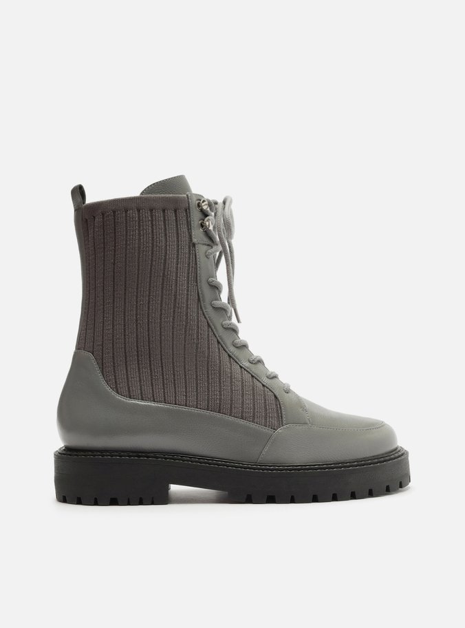 Bota Coturno Cinza Salto Baixo