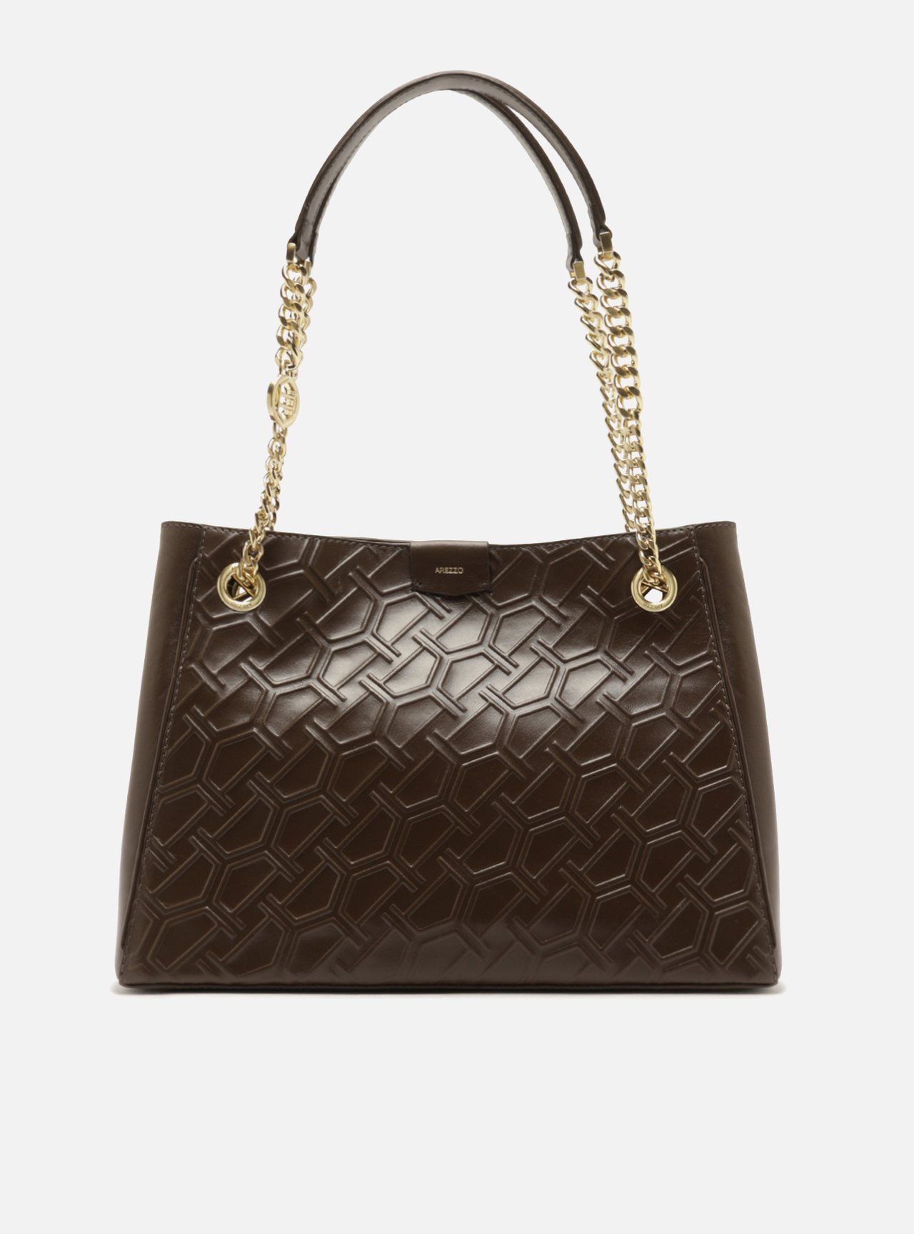 Bolsa Shopping Marrom Couro Grande Corrente