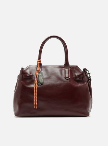 Bolsa Tote Vinho Couro Grande Bag Charm Metal