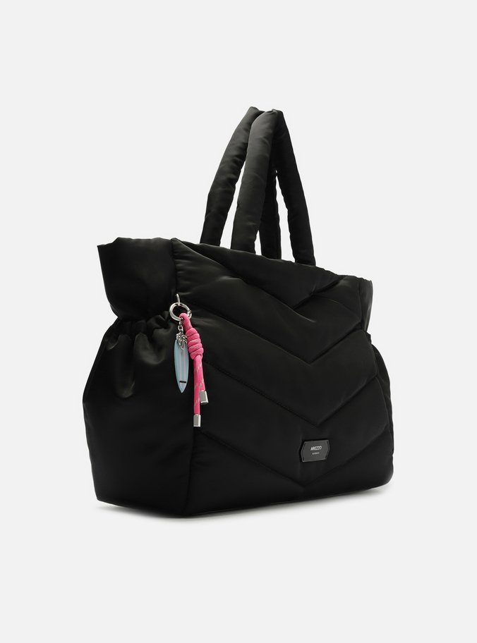 Bolsa Shopping Preta Nylon Grande Puffer