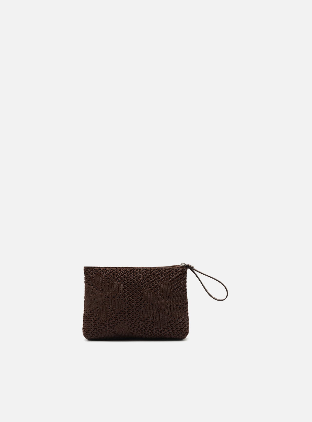 Bolsa Necessaire Marrom Knit Pequena Metais Brizza — foto 2