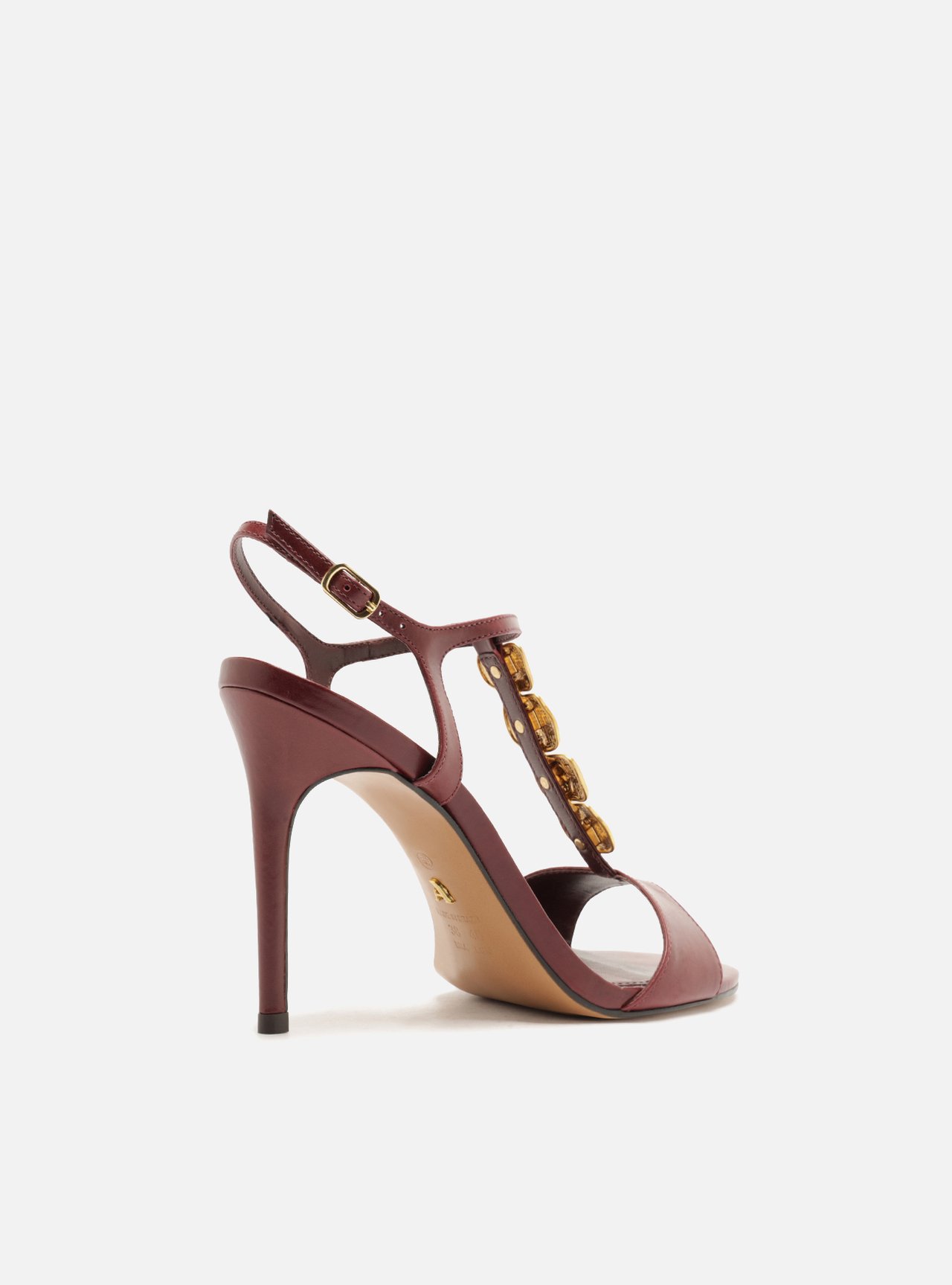 Sandália Vermelha Couro Slingback Salto Fino Metais — foto 3