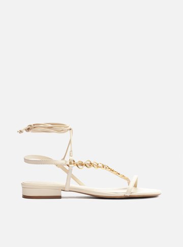 Sandália Rasteira Off-White Tira Argolas